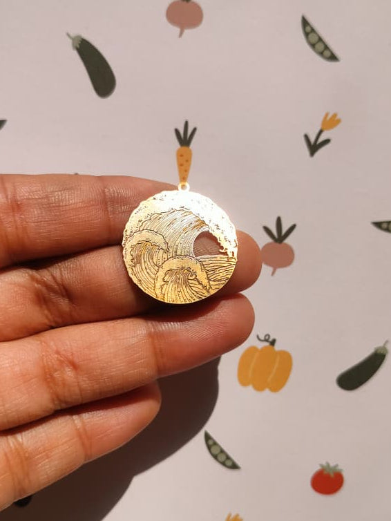Wave Earring, Round Waves Earring Charm,   Sea Landscape Charm