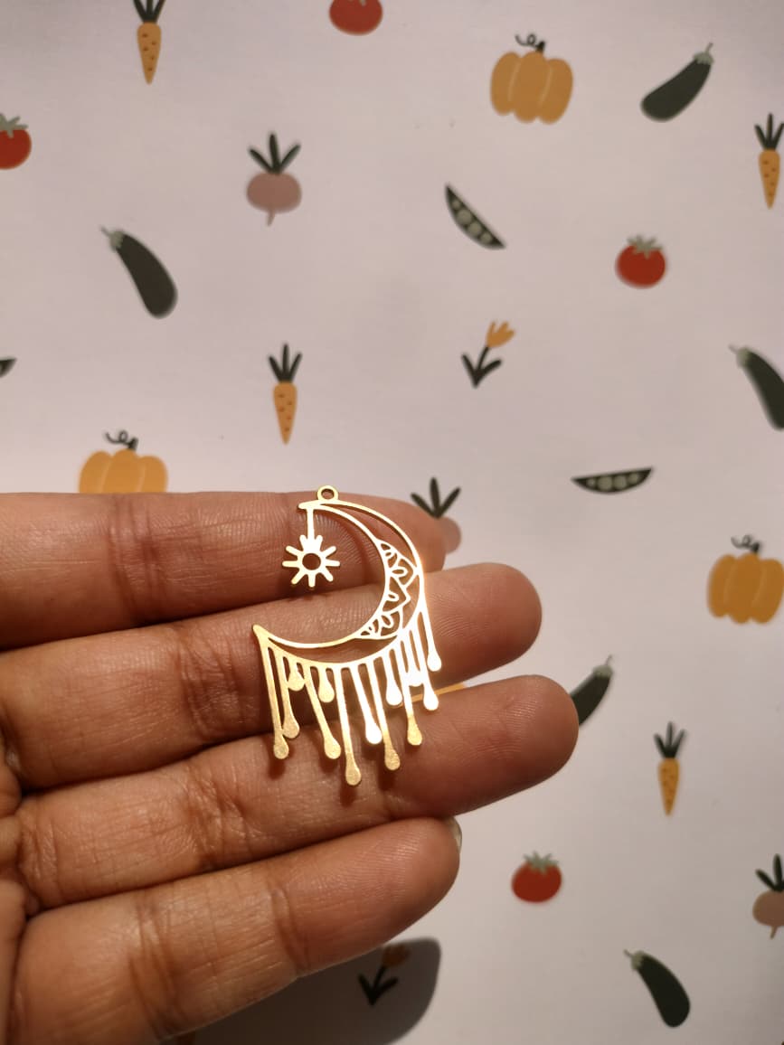 Celestial Laser Cut , Abstract Crescent Moon Sun Star, Cut Out Charm,