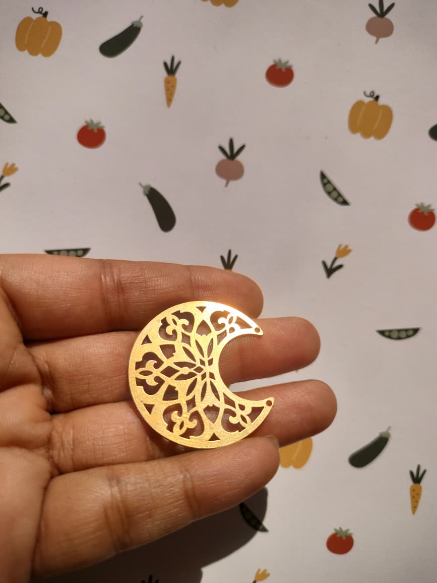 Crescent Lasercut Connectors, Hollow Leaf Flower Connectors,  Jewelry