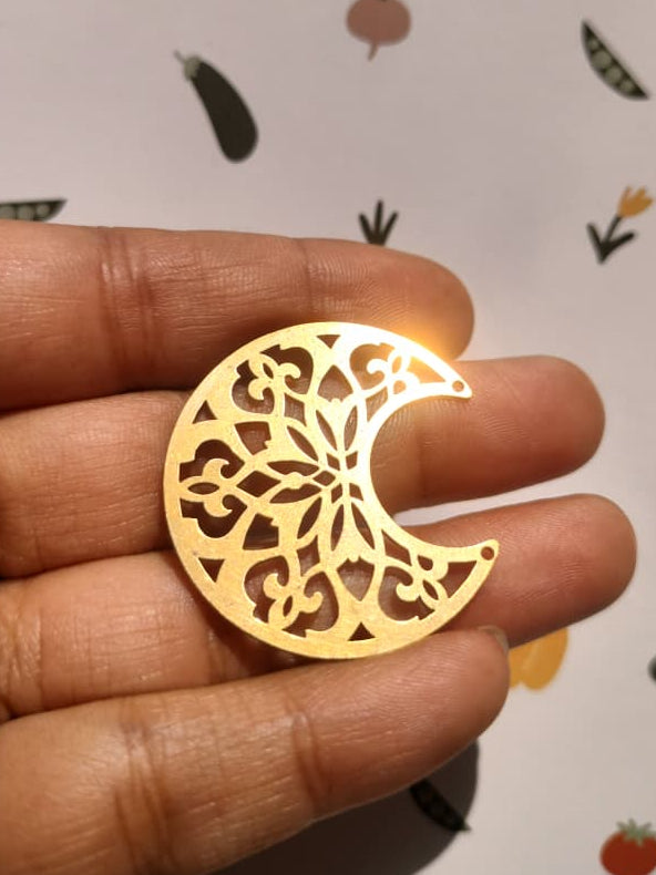 Crescent Lasercut Connectors, Hollow Leaf Flower Connectors,  Jewelry