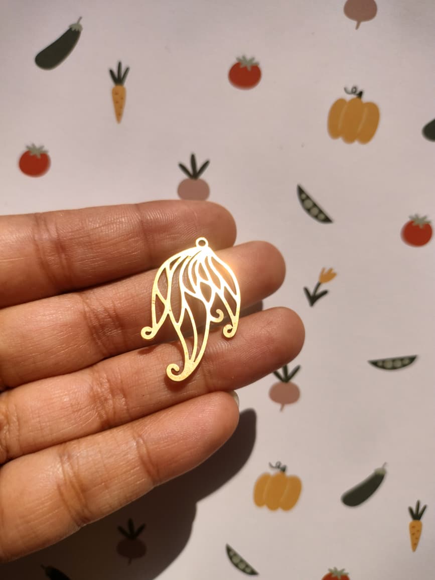 Feathers Lasercut , Hollow Flower Botanical Pendant