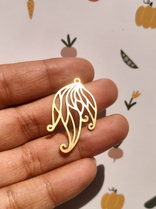 Feathers Lasercut , Hollow Flower Botanical Pendant