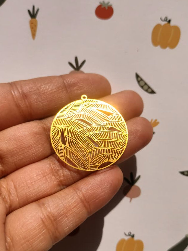 Fern Petal Pattern Earring Charm, Round Farm Earring,  Hollow Arc Charms