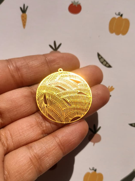 Fern Petal Pattern Earring Charm, Round Farm Earring,  Hollow Arc Charms