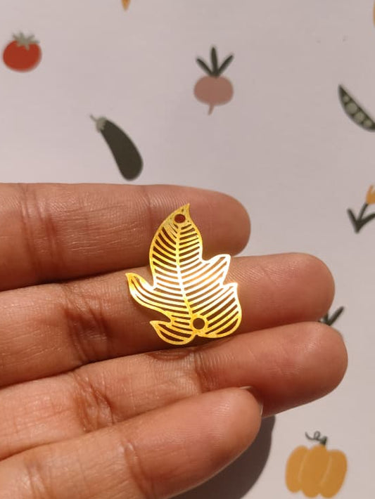 Botanical Connector, Striped Leaf Earring Connector, Bracelet Connector, 2 Hole Connector for Jewelry Making