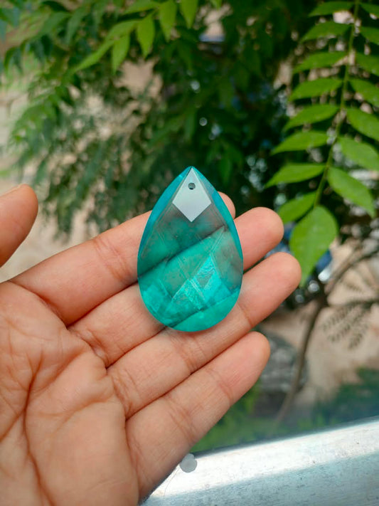 Almond Glass Crystal 50 mm | Aqua Blue