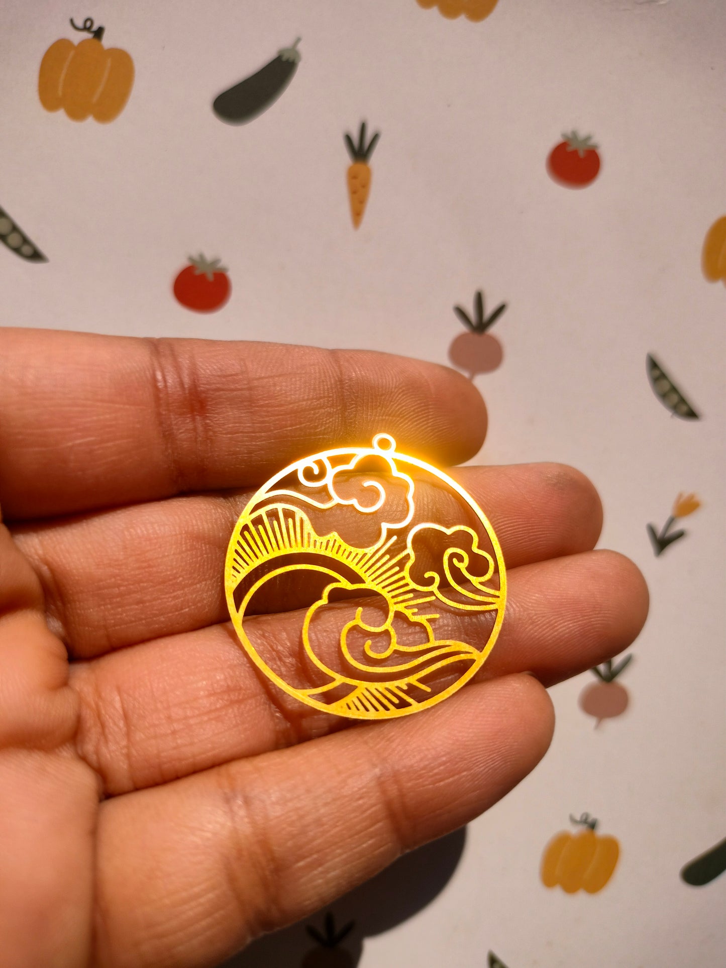 Celestial Earring Charm, Round Sunshine Clouds Charm,  Landscape Earring - Style 3