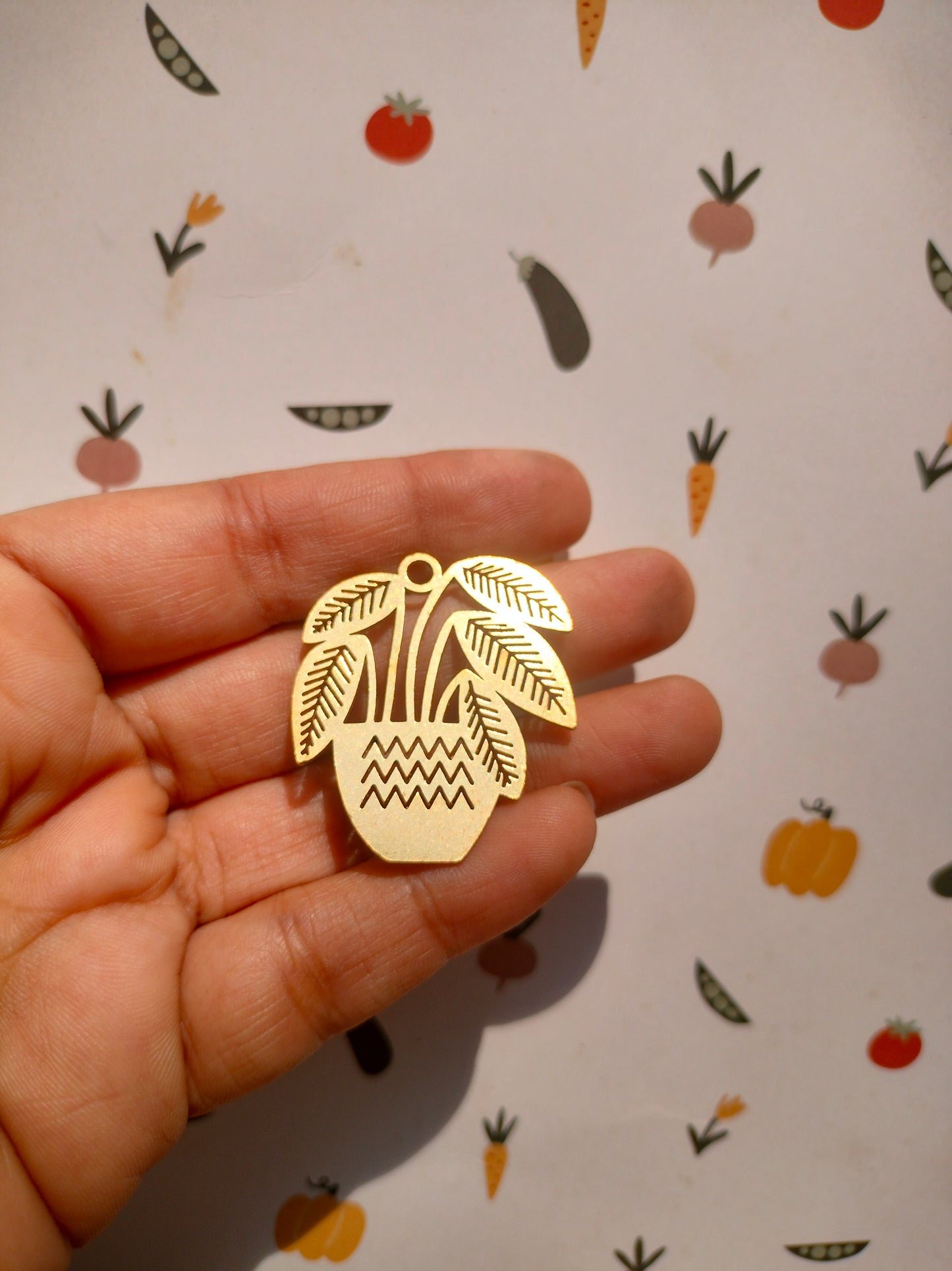 Potted Plants Laser Cut Earring, Abstract Waves Vase Charm,  Nervure Rib Leaf Charm