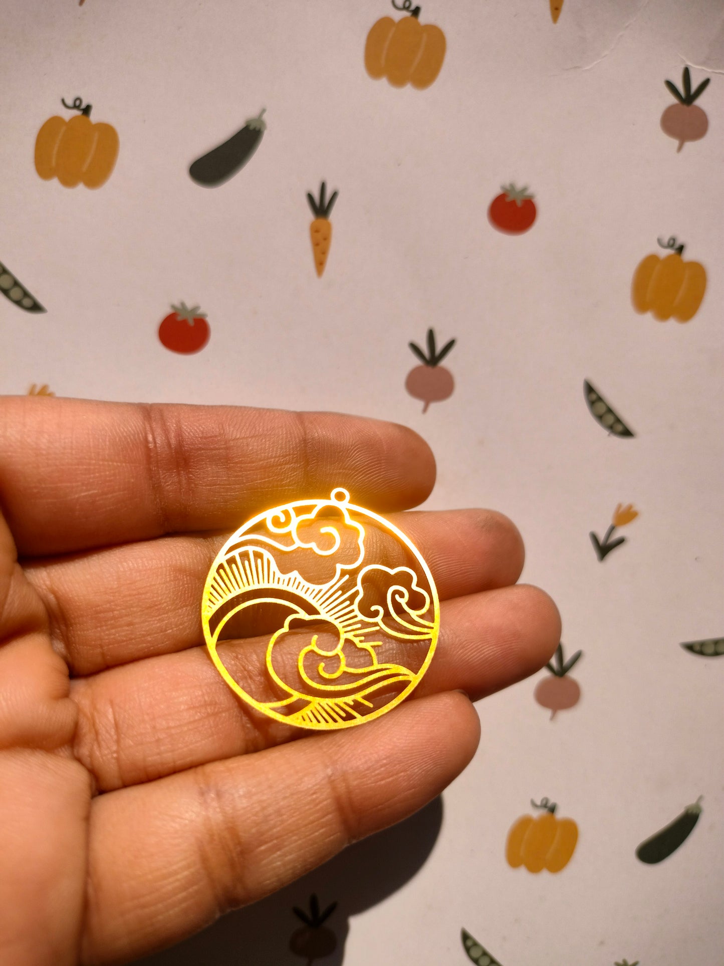 Celestial Earring Charm, Round Sunshine Clouds Charm,  Landscape Earring - Style 3