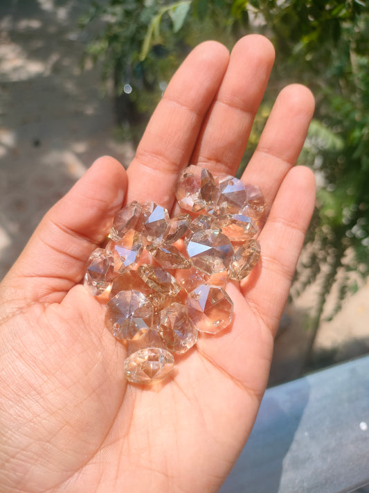 Colored Octagon AB Crystals 14 mm  - cognac