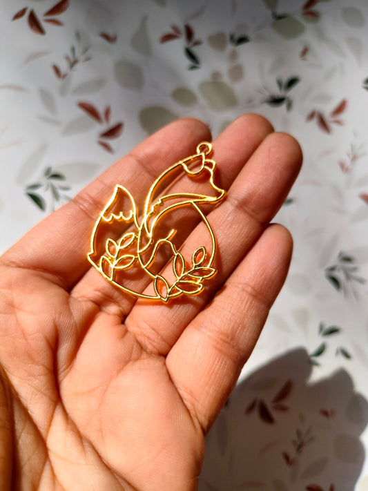 Forest Fox Bezel | 45*35 mm |Pendant Charm| Resin Alloy Jewelry Making