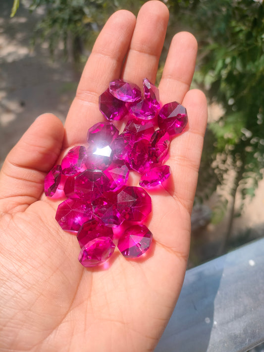 Colored Octagon AB Crystals 14 mm  - purple