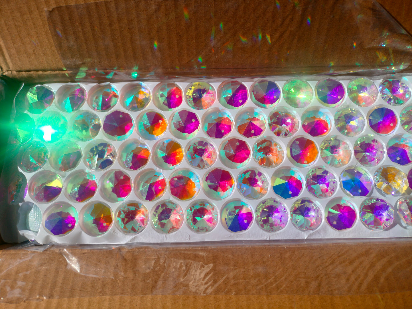 Octagon Glass AB Crystals 22 mm