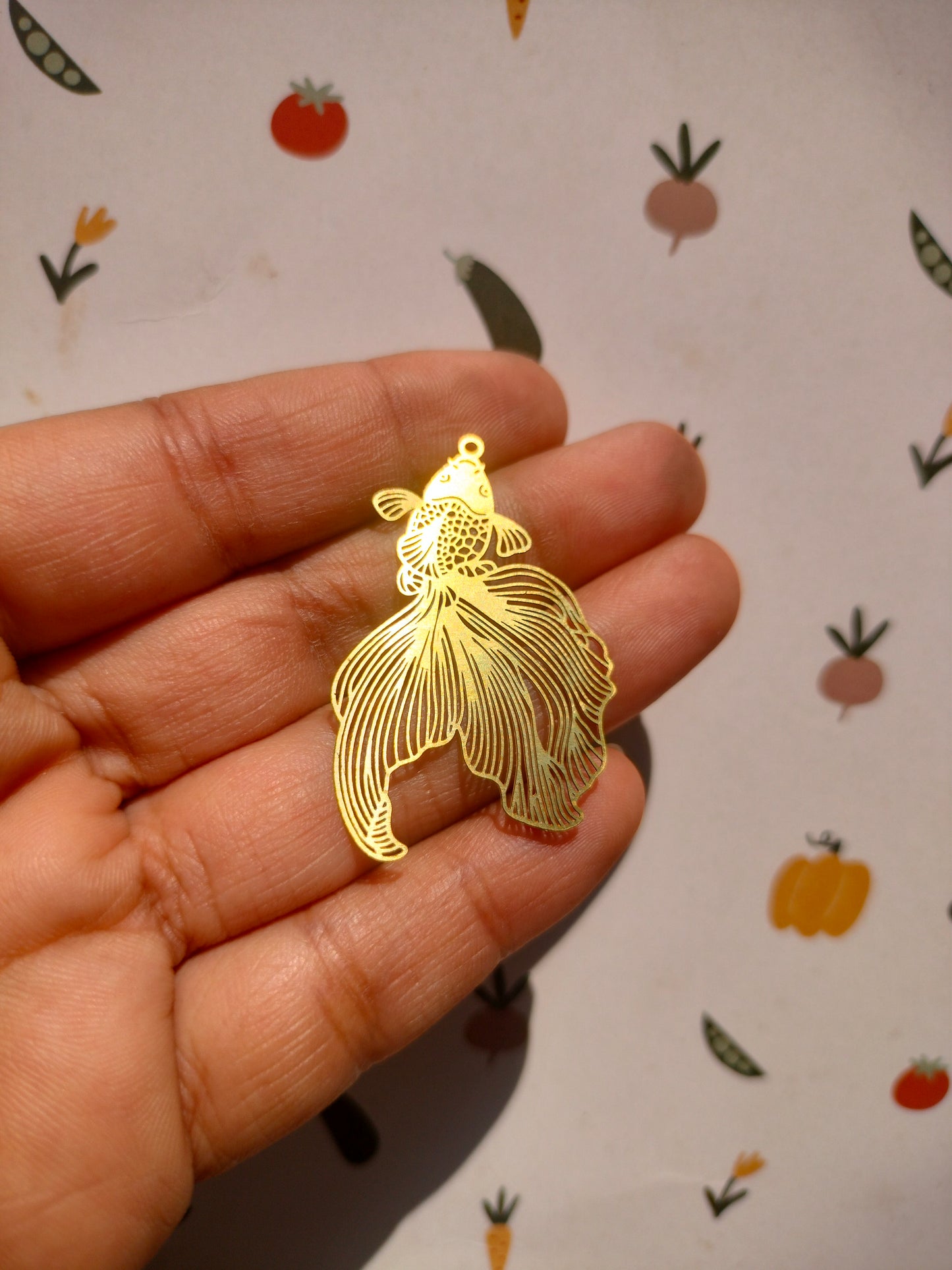 China Carp Charm, Textured fish Earring Charm,  Fish Tail Charm