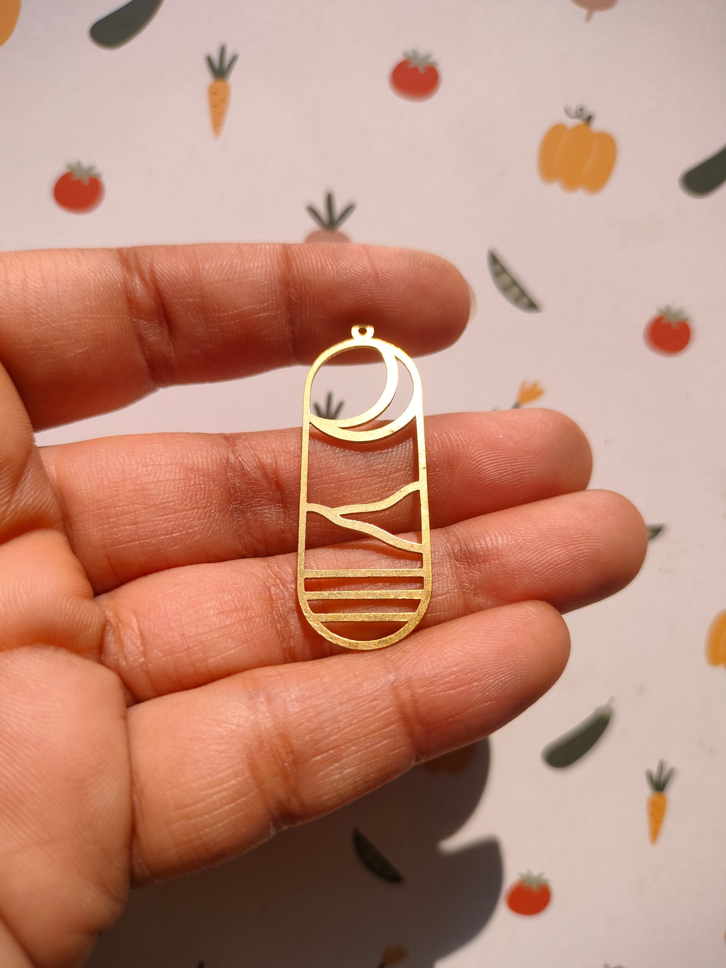 Landscape Earring Charm, Long Oval Bar Crescent Charm,  Earring Findings Oval