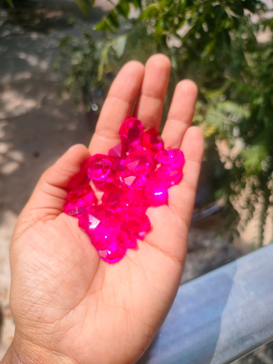 Colored Octagon AB Crystals 14 mm  - fuchsia