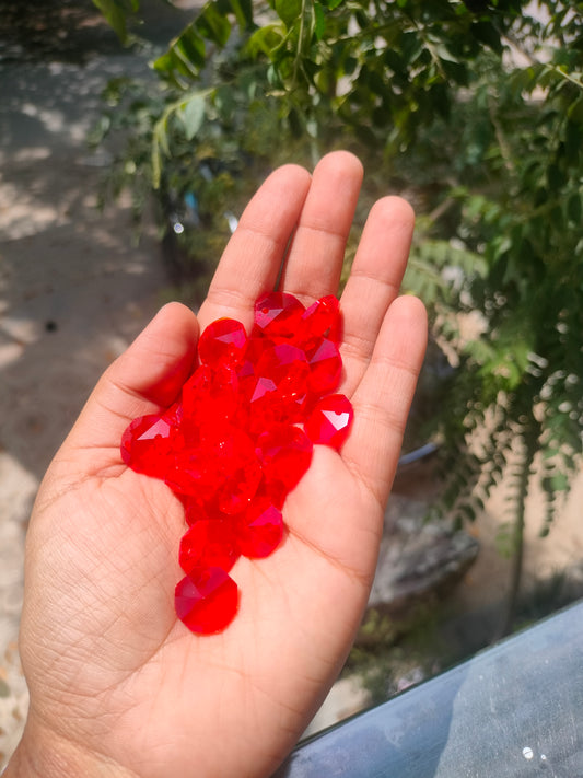 Colored Octagon AB Crystals 14 mm  - Red