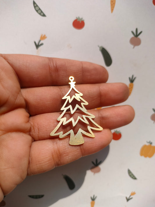 Christmas Tree Charm, Pine Tree Charm, Brass Christmas Charms