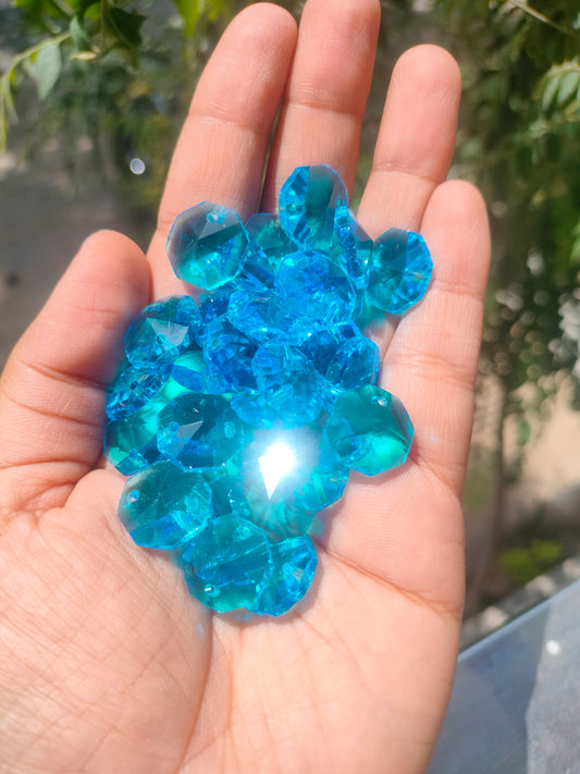 Colored Octagon AB Crystals 14 mm - Aquamarine