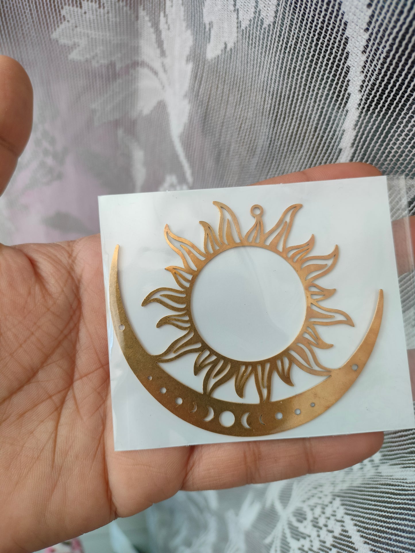 Sun charm suncatcher base frame Raw Brass