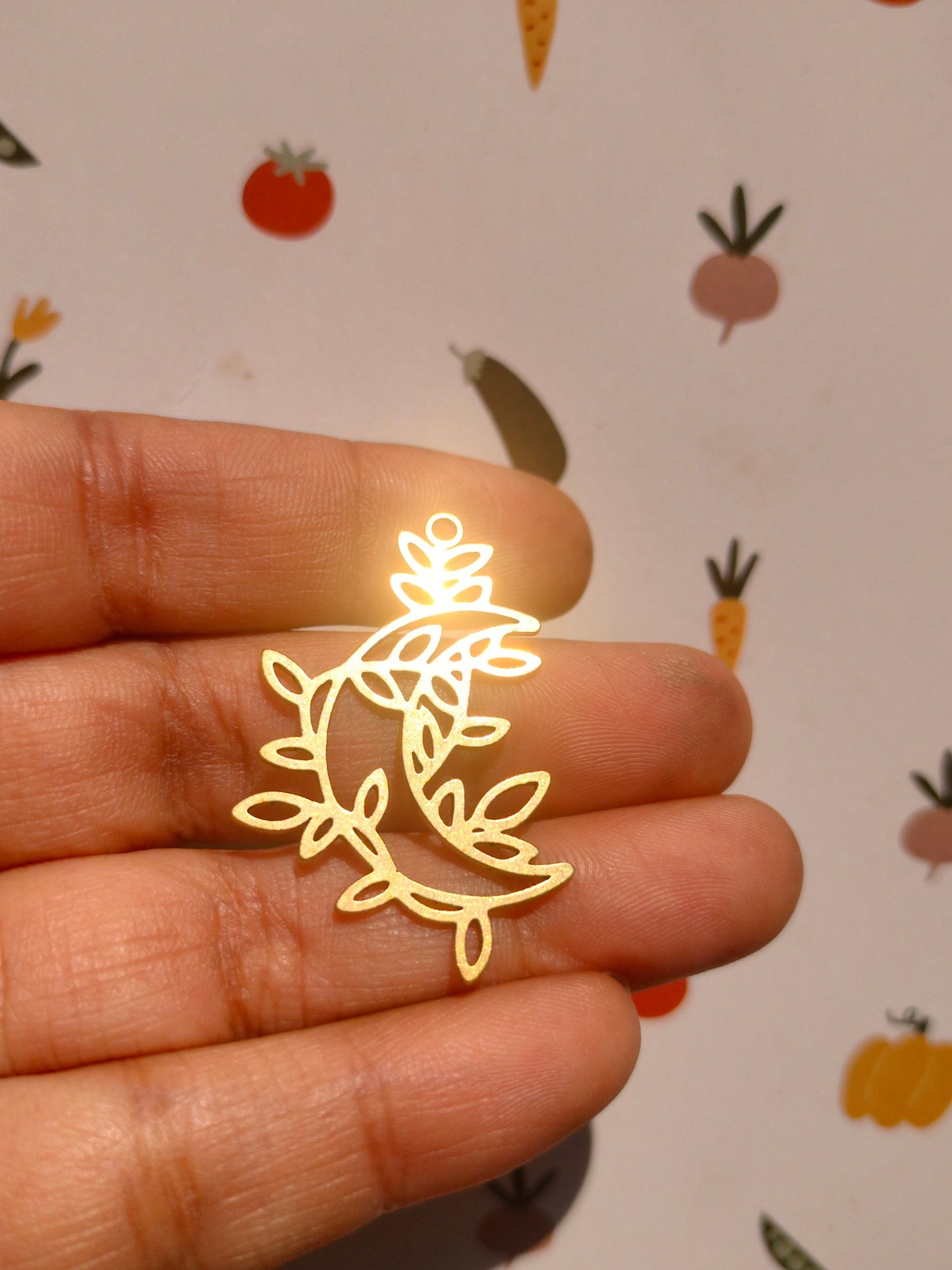 Cresent Laser Cut Earring Charms,   Moon Charms, Abstract Leaf Cut Out Charm