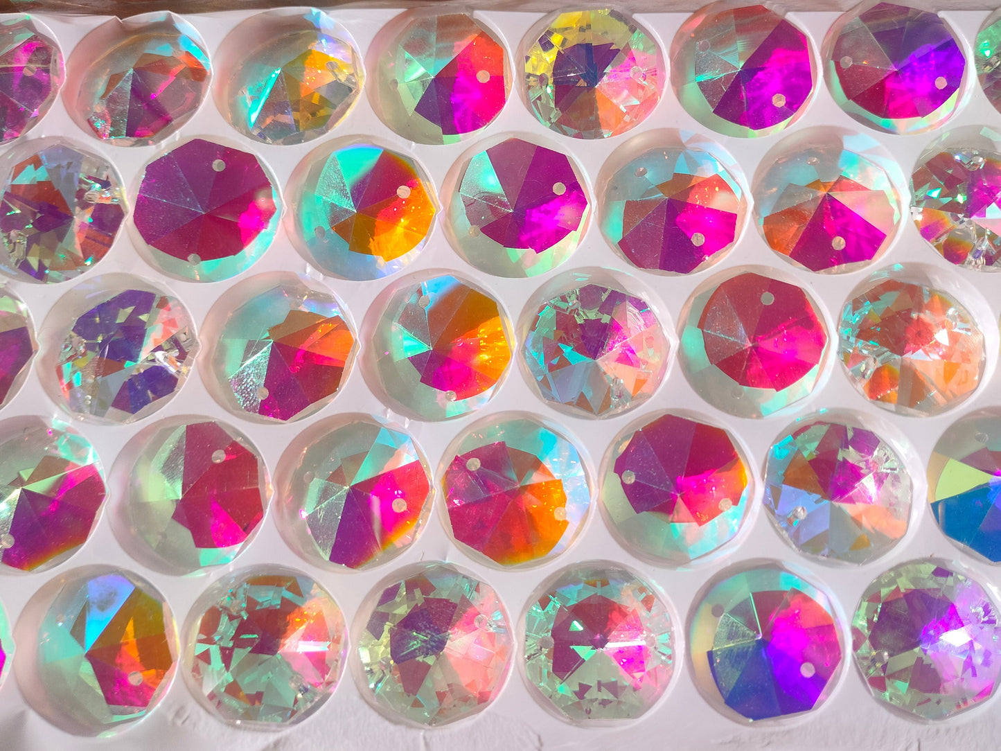 Octagon Glass AB Crystals 22 mm