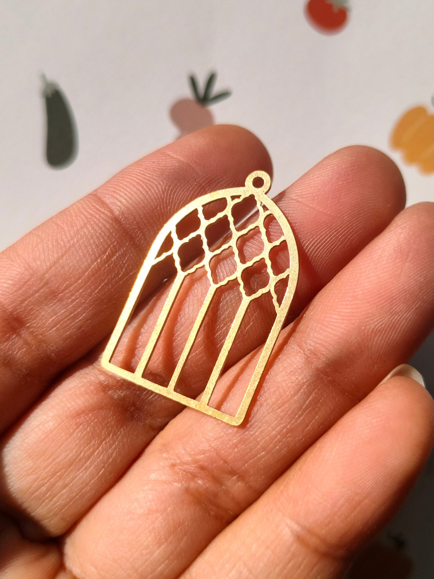 Domed Charm, Rhombus Lattice Arch Earring Charm, Hollow Bird Cage Earring, Domed Charms