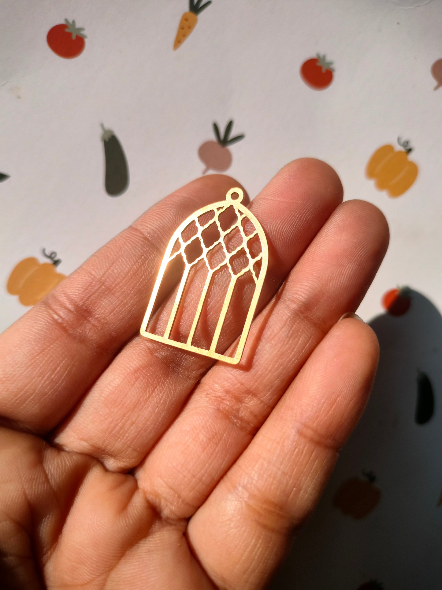 Domed Charm, Rhombus Lattice Arch Earring Charm, Hollow Bird Cage Earring, Domed Charms