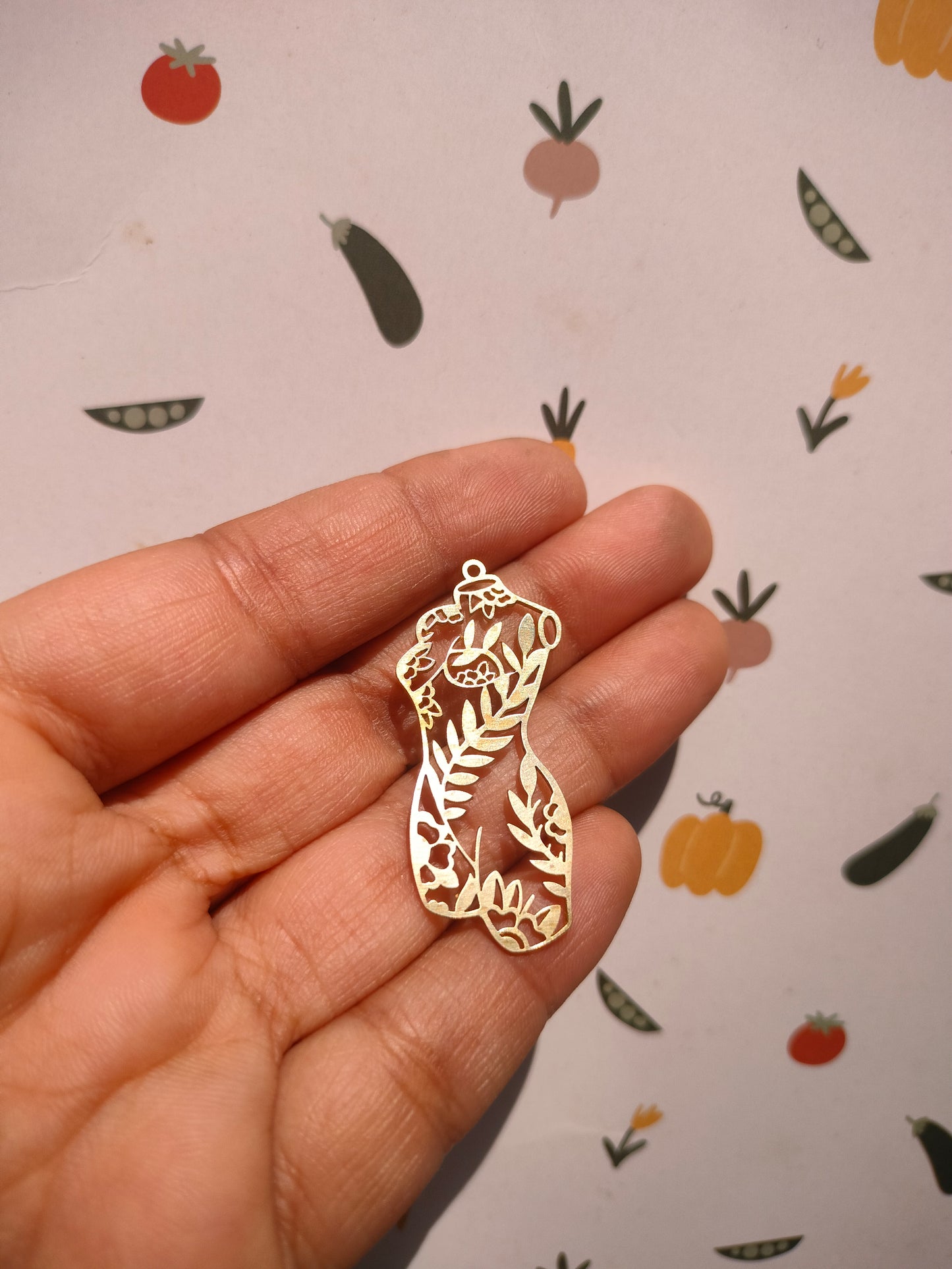 Plant Woman Earring, Geometric Earring Charm, Flower Branch Pendant