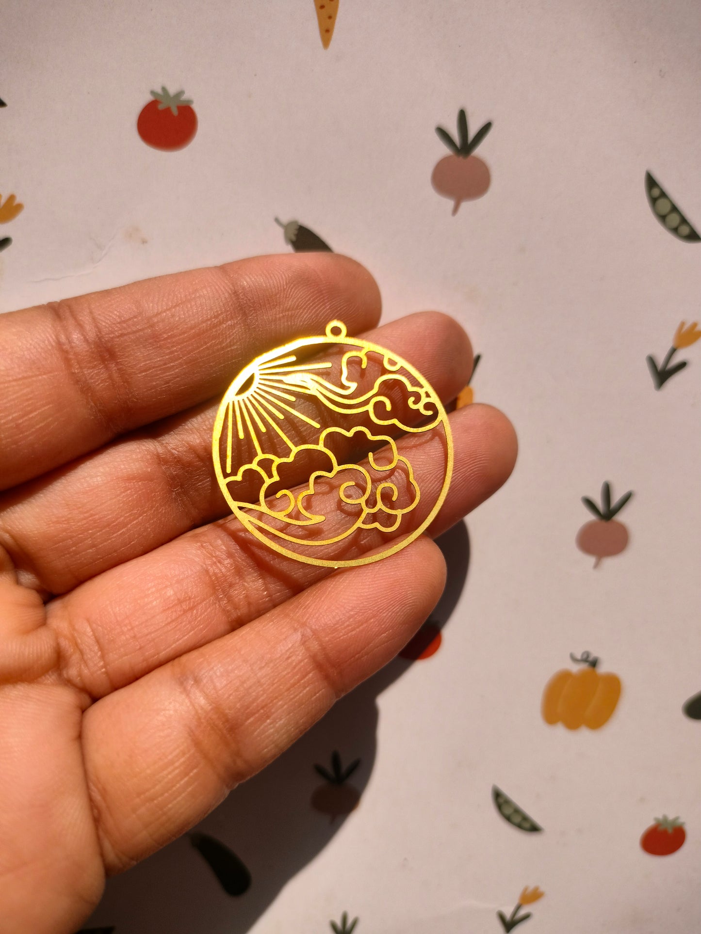 Landscape Earring Charm, Round Celestial Charm,  Sunshine Clouds Earring - Style 4