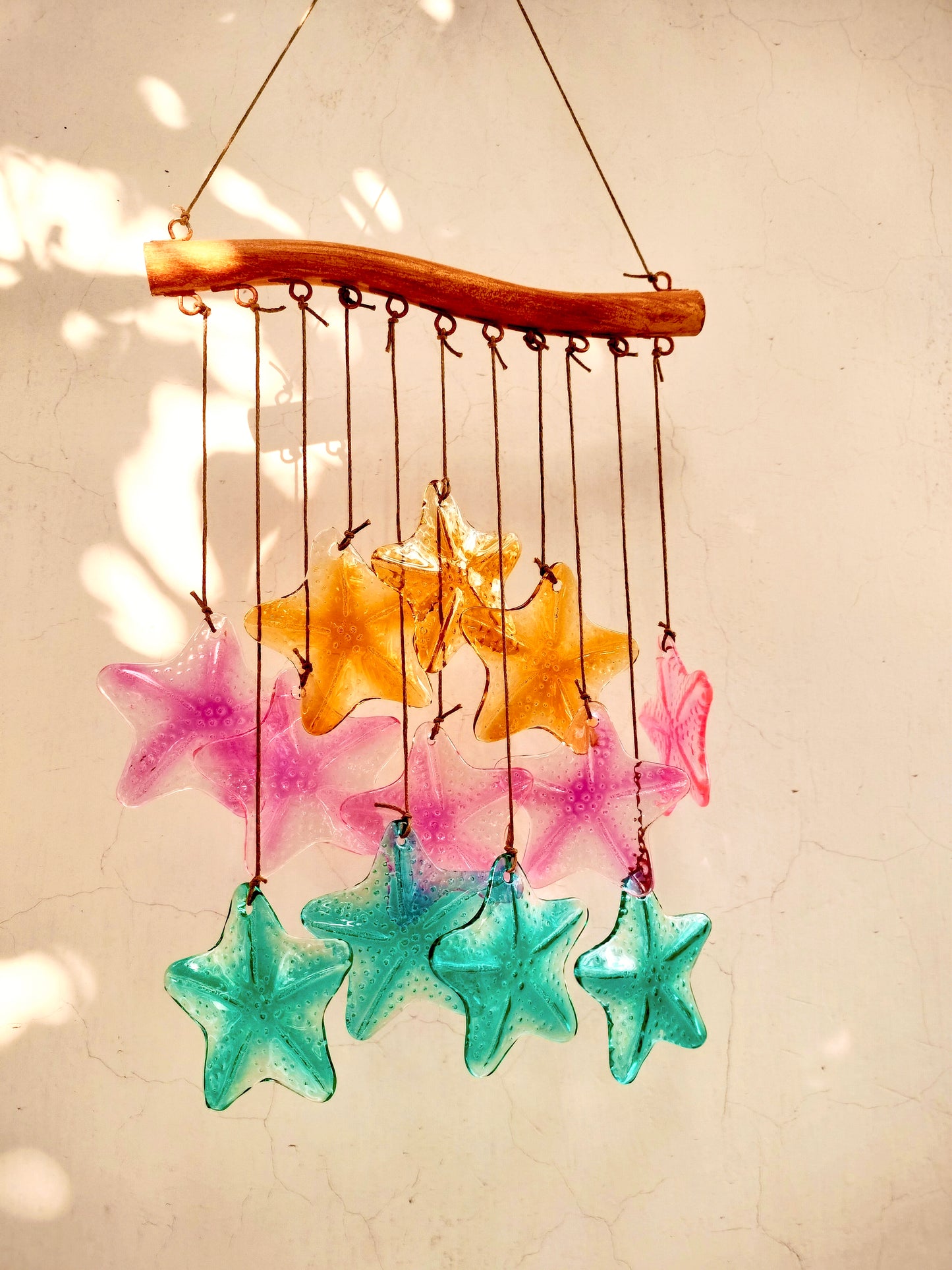 Star Stained Sea Glass Windchime Garden decor