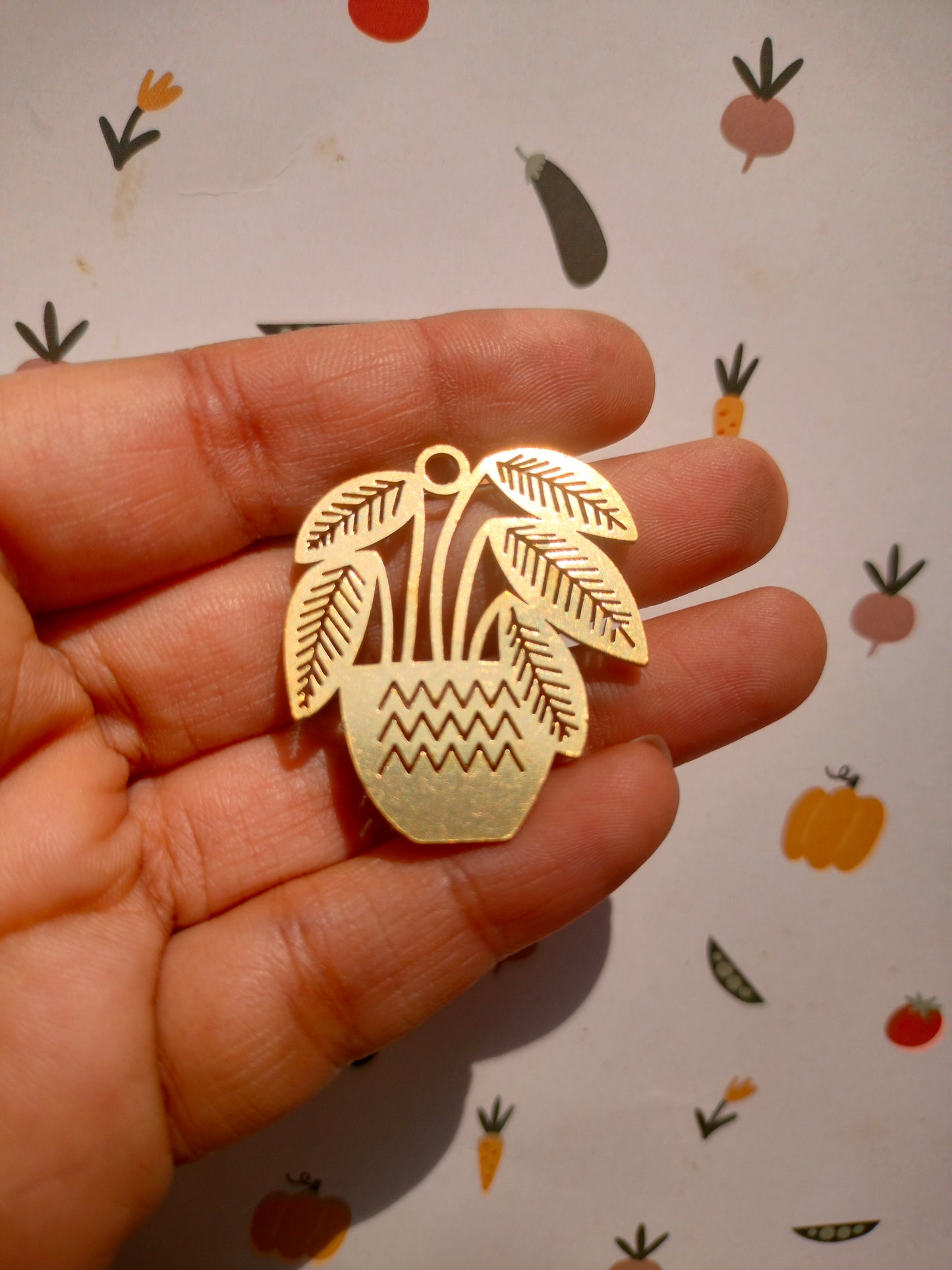 Potted Plants Laser Cut Earring, Abstract Waves Vase Charm,  Nervure Rib Leaf Charm