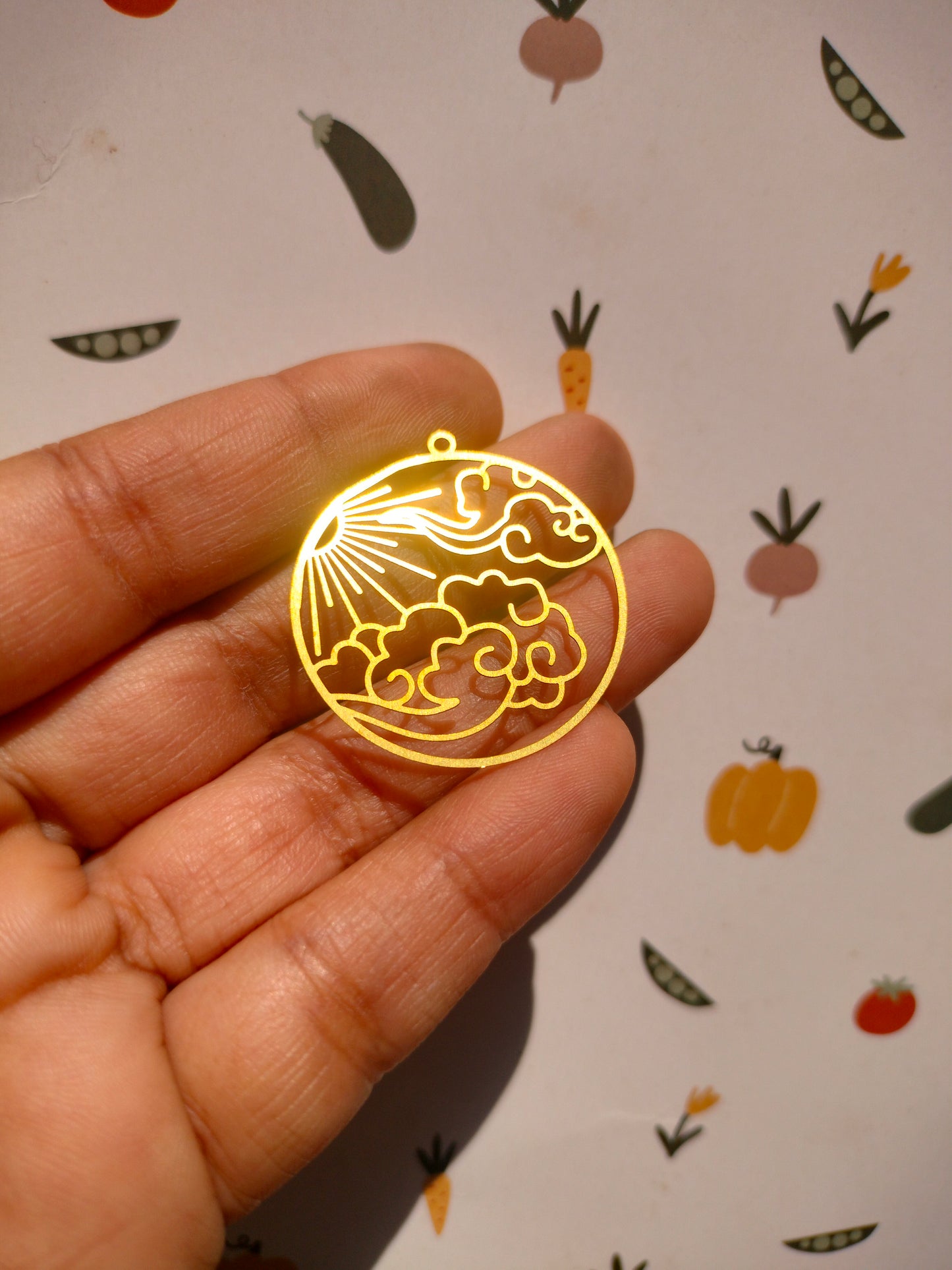 Landscape Earring Charm, Round Celestial Charm,  Sunshine Clouds Earring - Style 4
