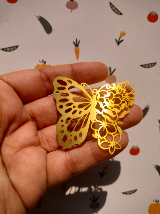 Daisy Butterfly Lasercut Charms, Half Flower Half Wing Butterfly Hollow Cutout Charm